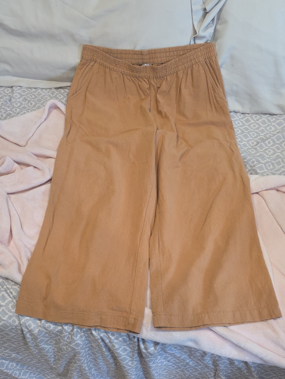 ECUPPER Women's Cotton Cropped Loose Fit Wide Leg Capri Trouser